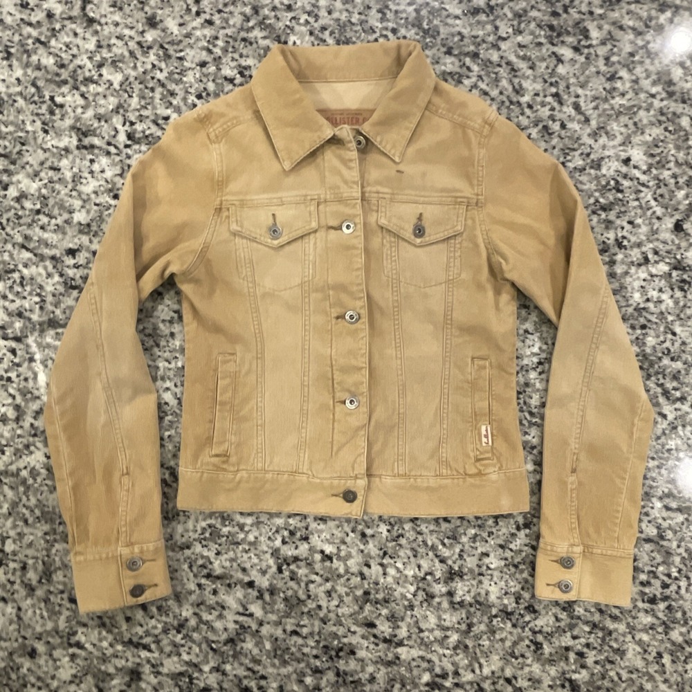 Hollister Tan Corduroy Button Down Jacket Size M Medium Cotton #697